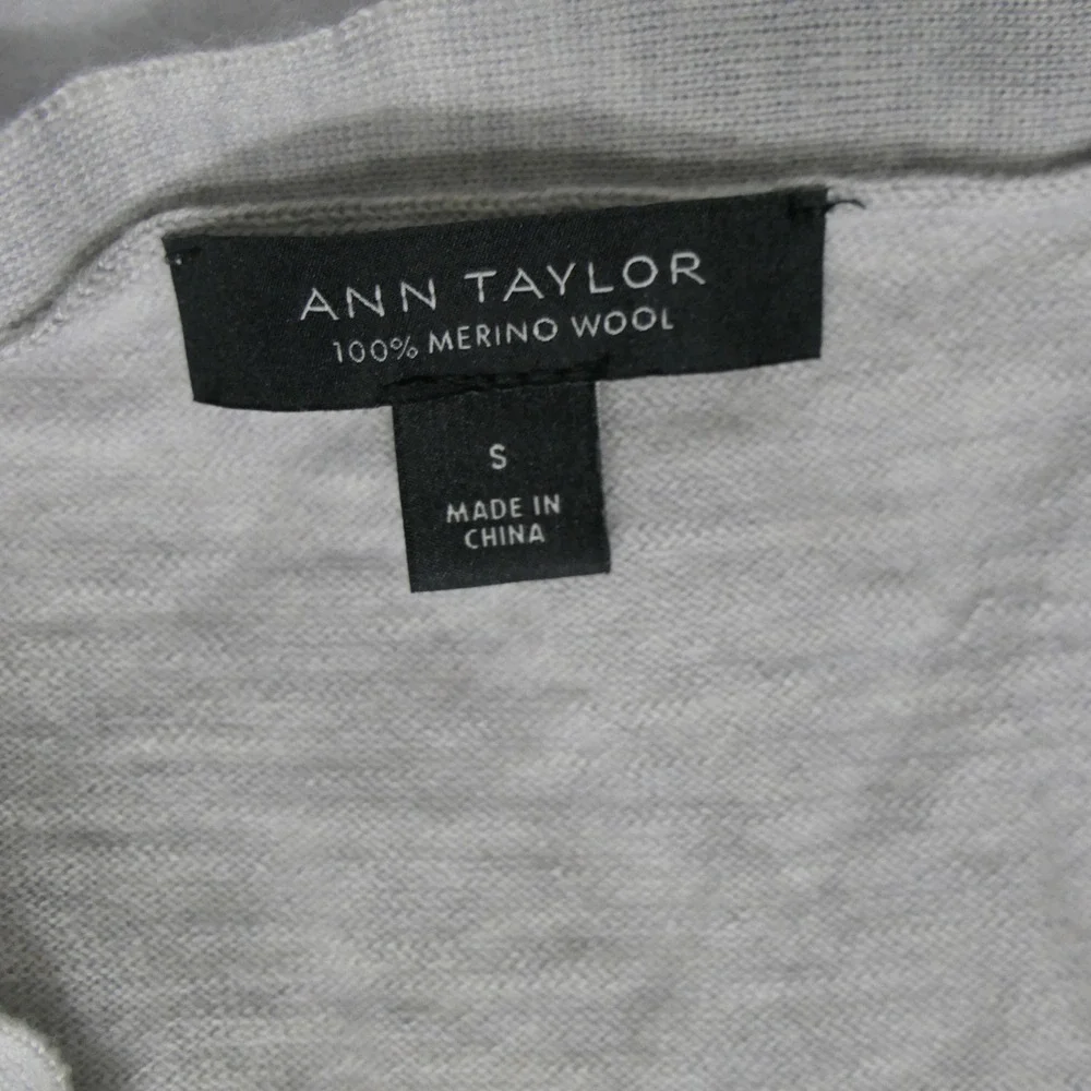Ann Taylor Women Sweater S Gray 100% Merino Wool Tunic Tie Waist Tunic